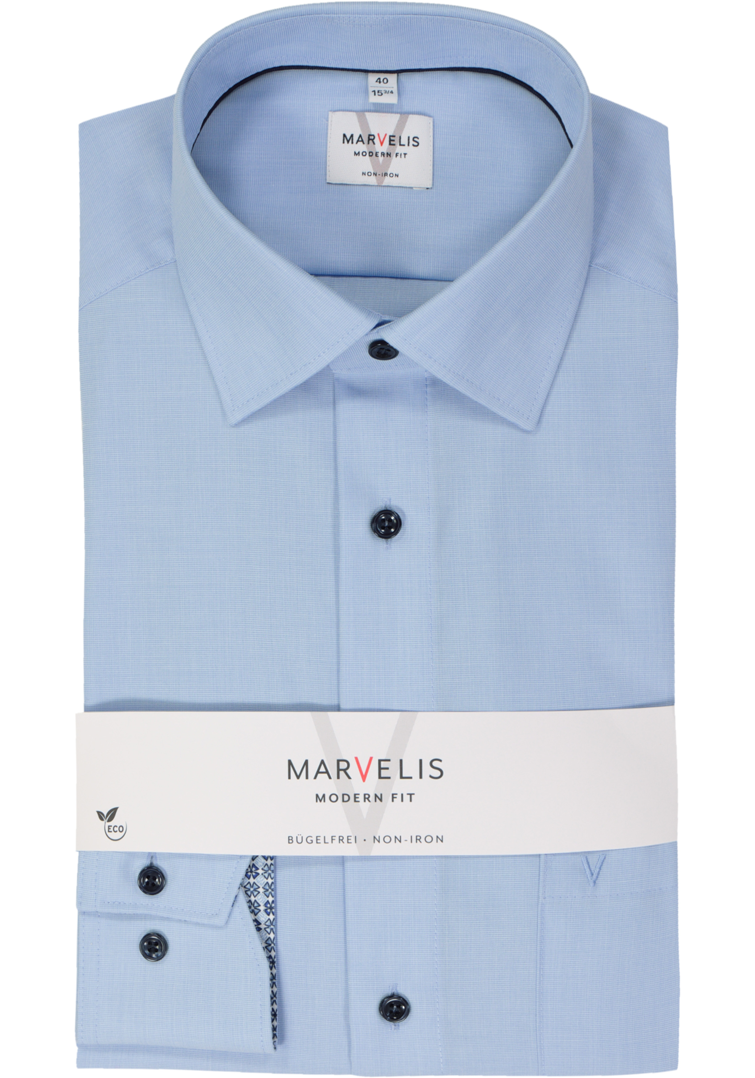 MARVELIS modern fit overhemd, fil a fil, lichtblauw