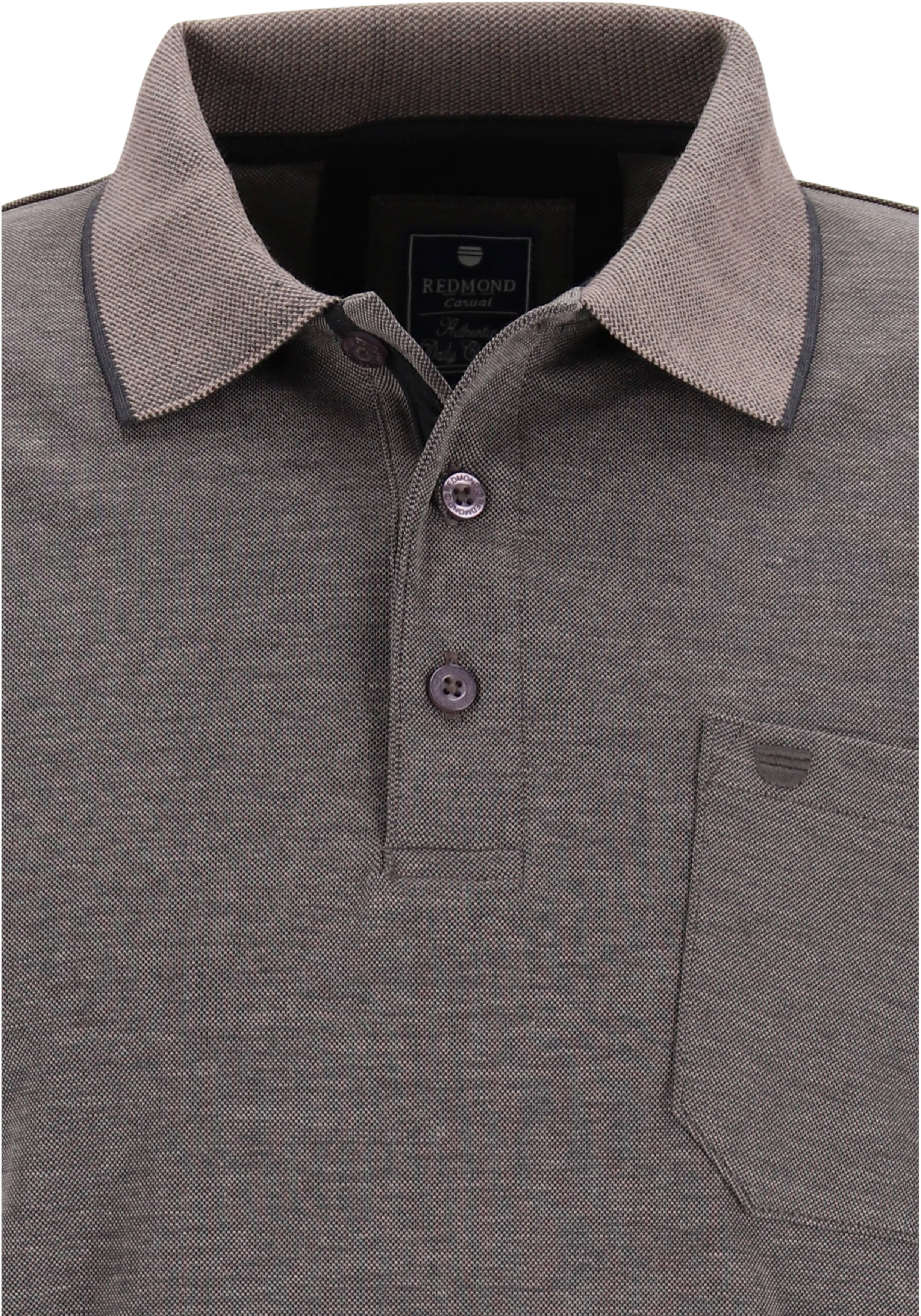 Redmond regular fit polo lange mouw, antraciet melange