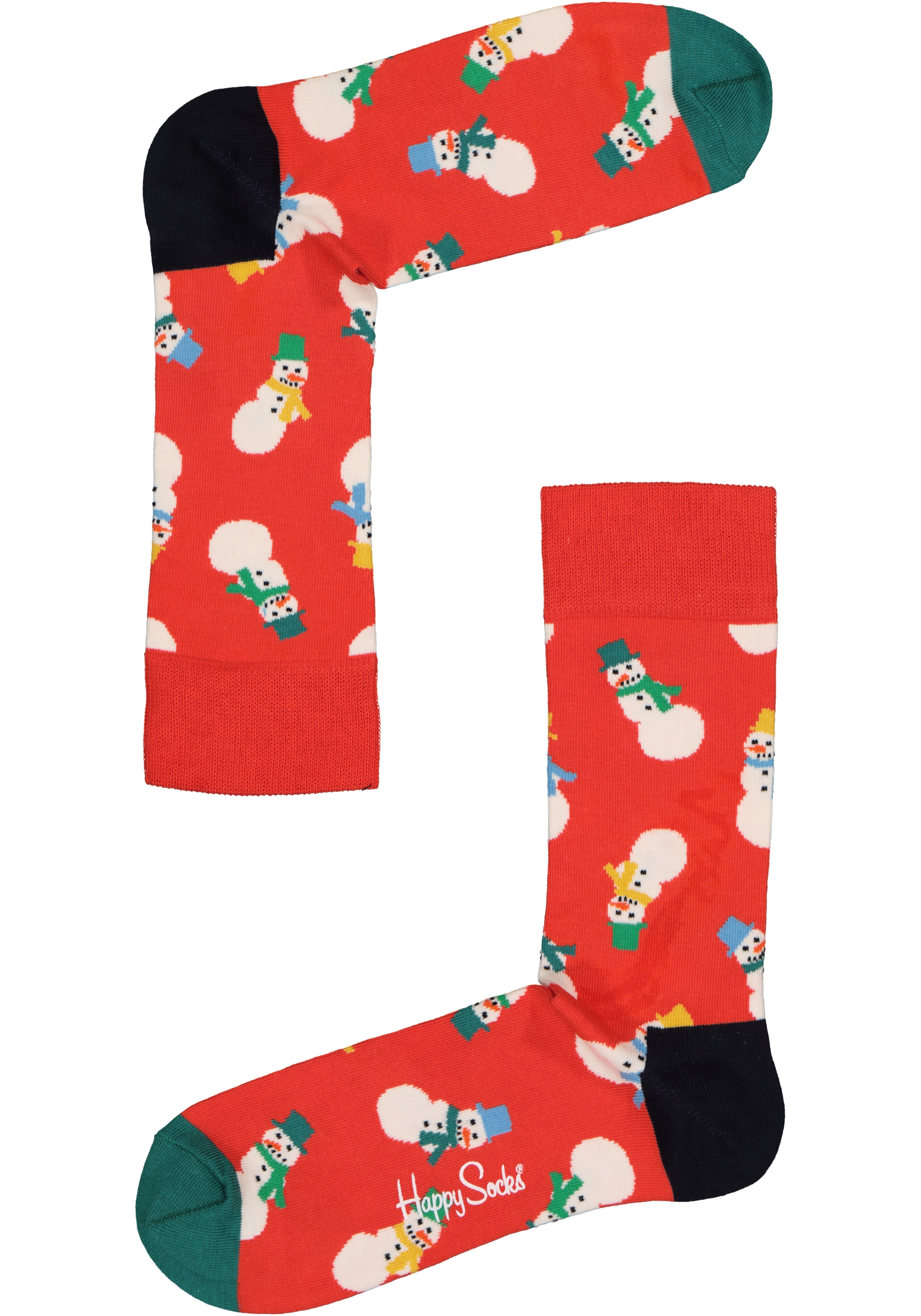 Happy Socks Snowman Sock, unisex sokken, rood met sneeuwpoppen