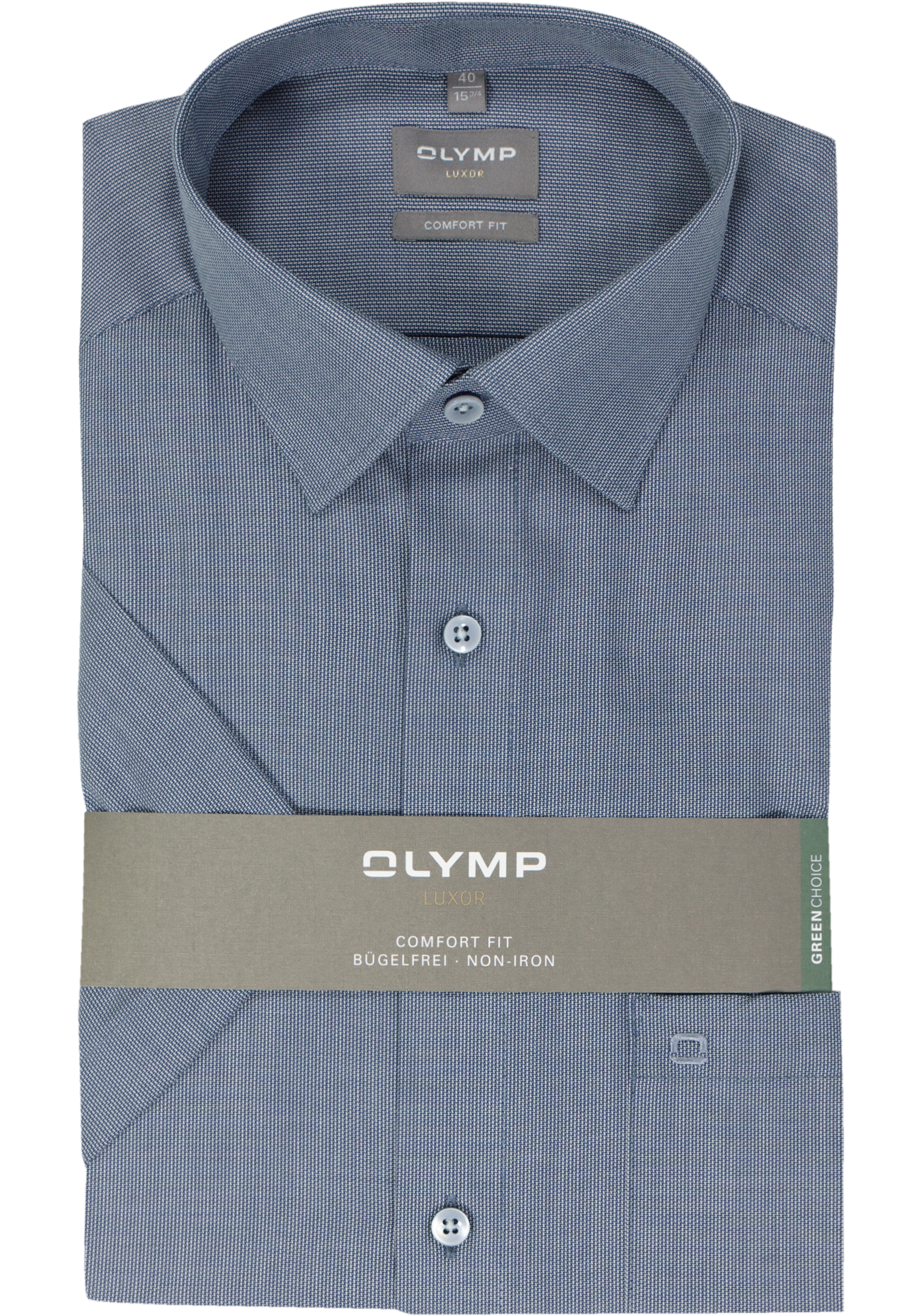 OLYMP comfort fit overhemd, korte mouw, structuur, marine blauw