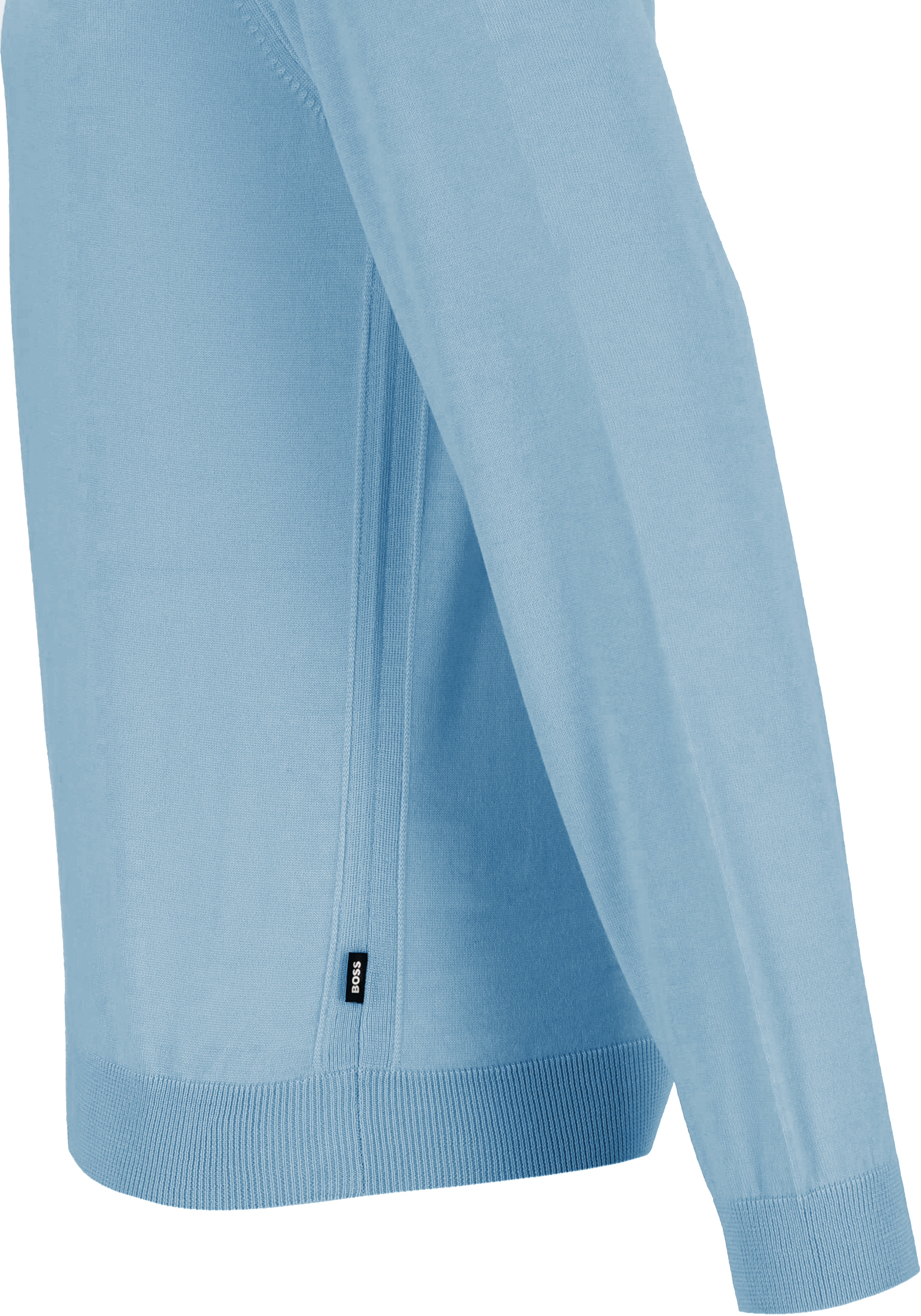 BOSS Leno slim fit trui wol, heren pullover middeldik O-hals, blauw