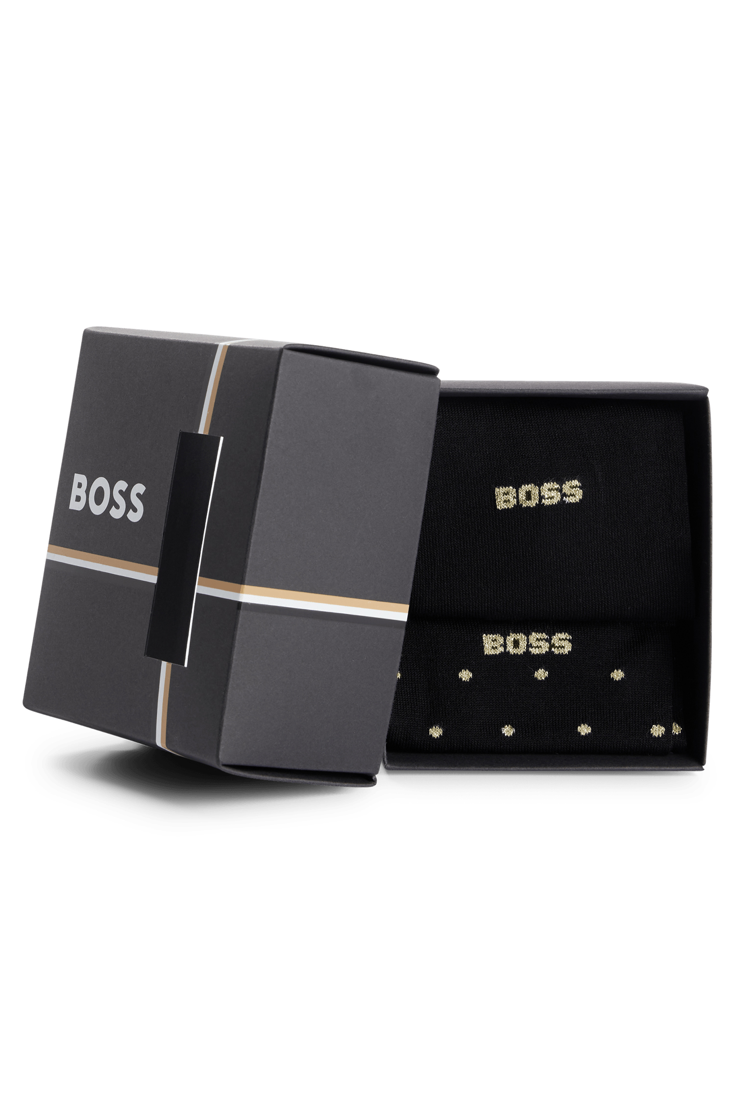 BOSS cadeauset herensokken (2-pack), zwart en zwart gestipt