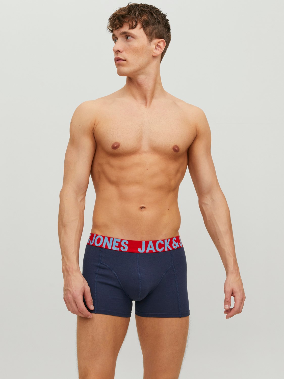 JACK & JONES Jaccrazy solid trunks (3-pack), heren boxers normale lengte, zwart en blauw