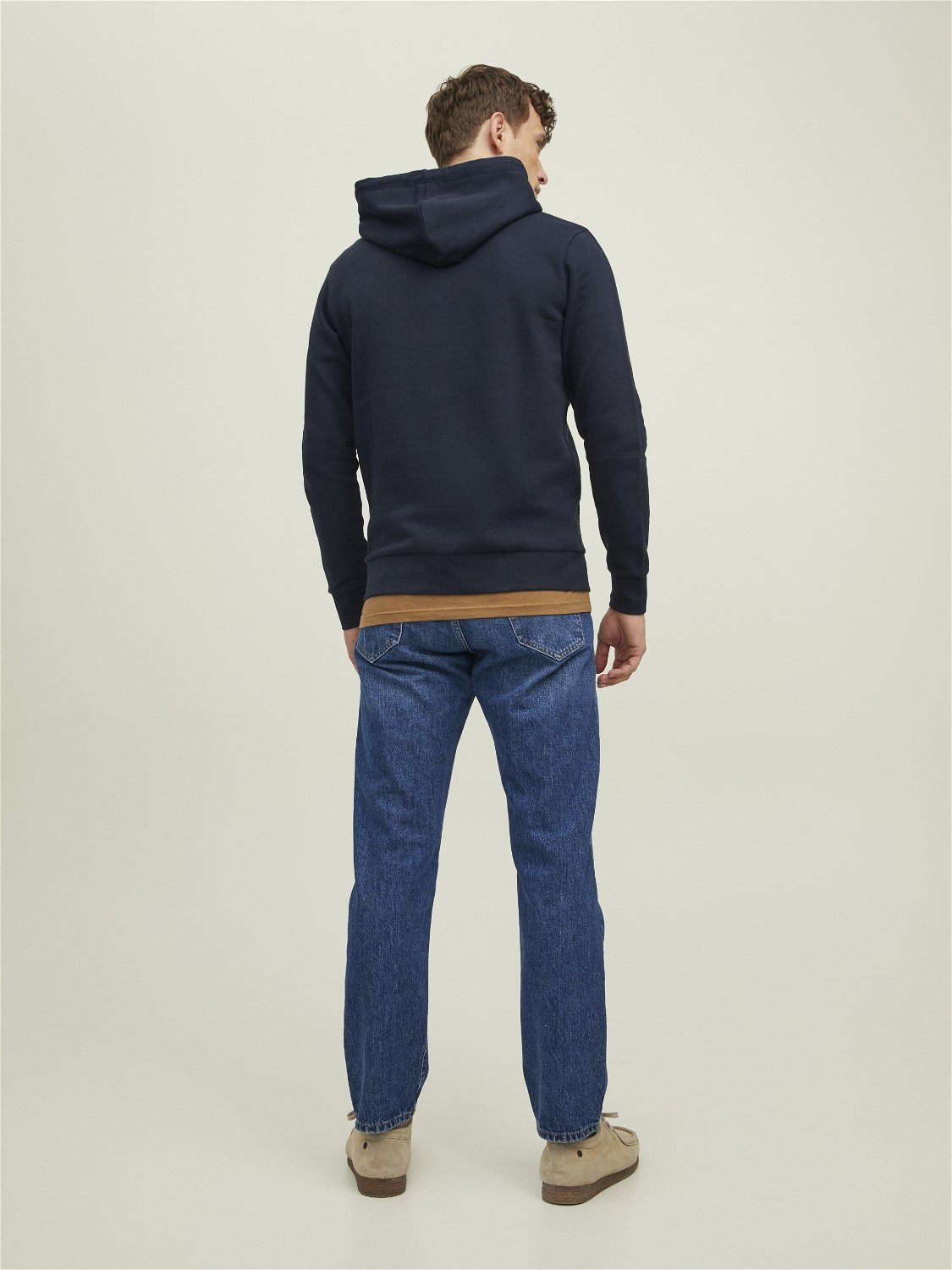 JACK & JONES Arie sweat hood slim fit, heren hoodie katoenmengsel met capuchon, blauw