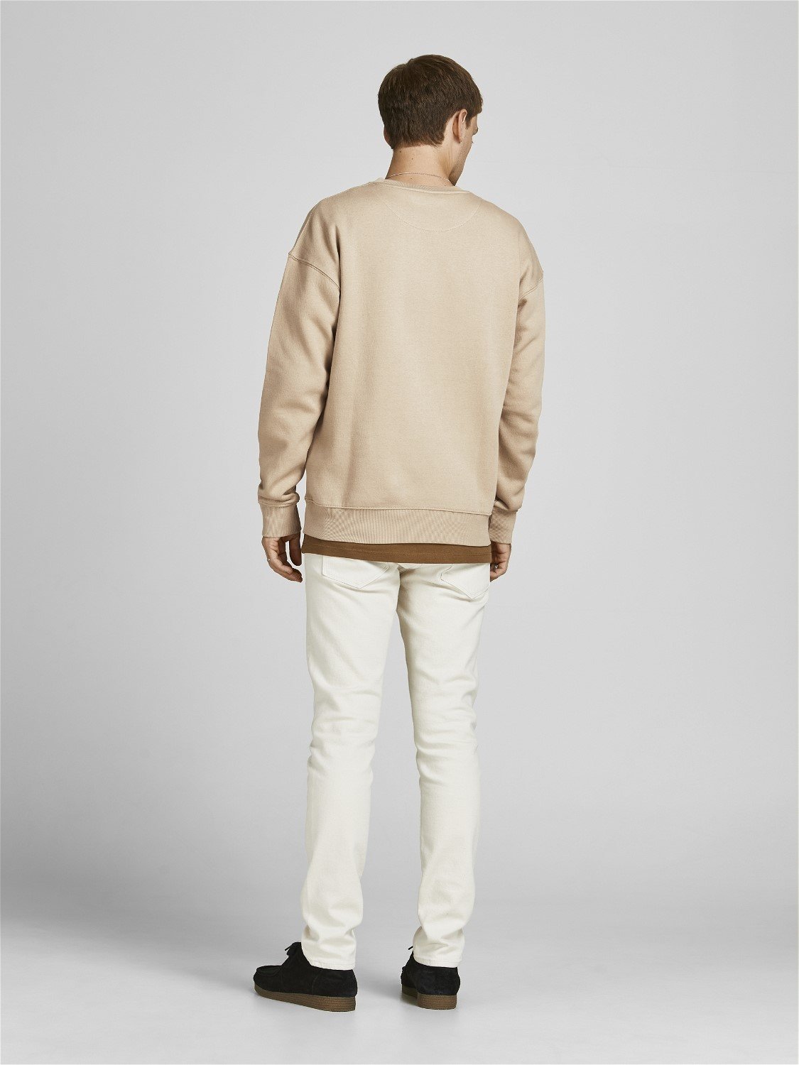 JACK & JONES Star basic sweat crew neck regular fit, heren sweatshirt katoenmengsel met O-hals, beige