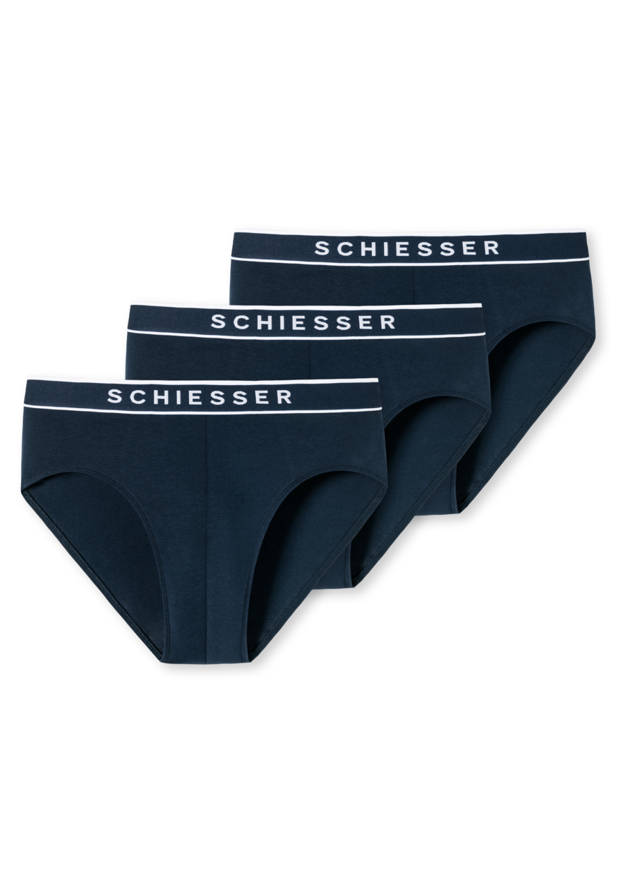 SCHIESSER 95/5 slip (3-pack), heren rioslip biologisch katoen geweven elastische tailleband donkerblauw