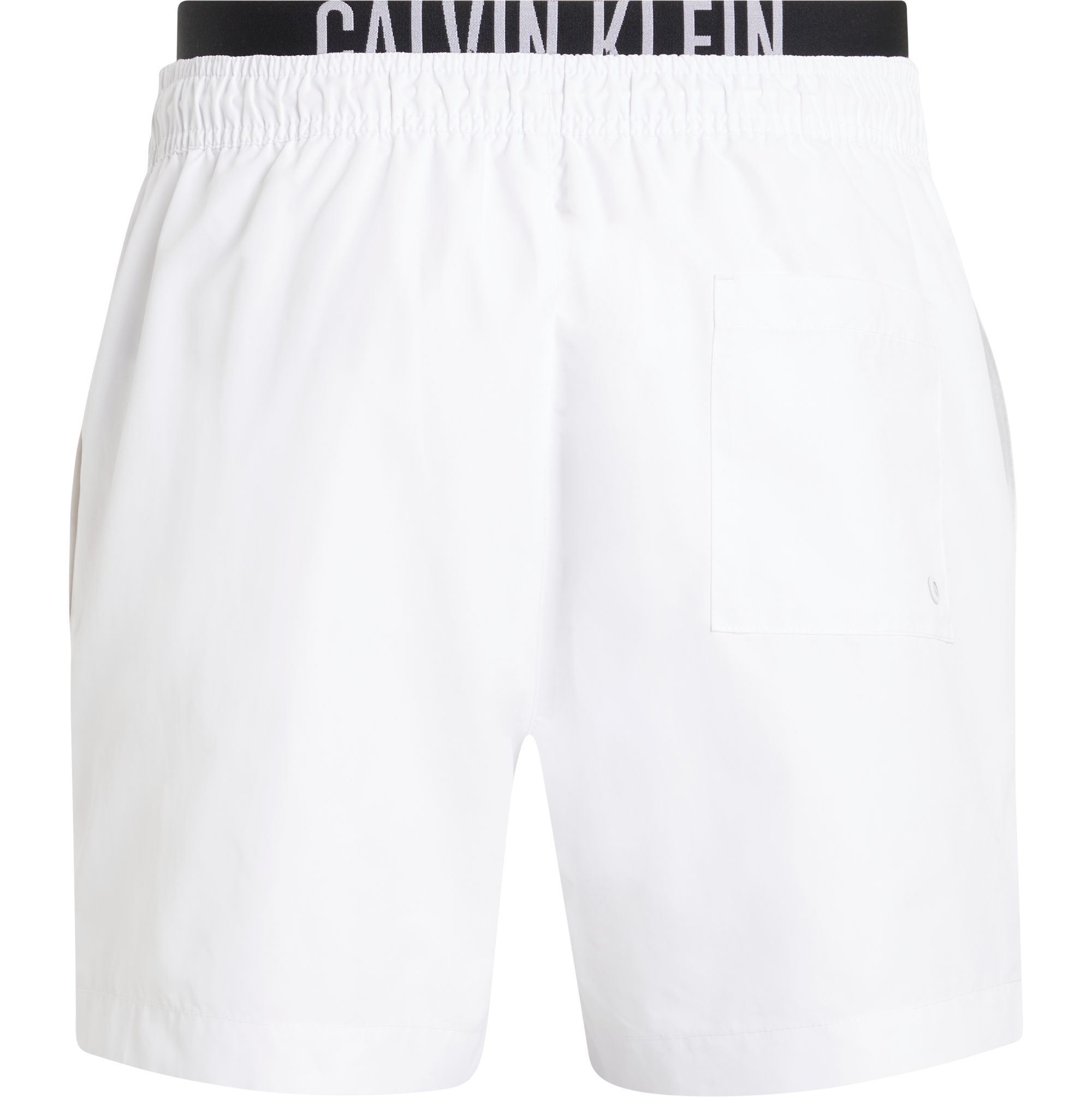 Calvin Klein Medium Drawstring double waistband swimshort, heren zwembroek, wit