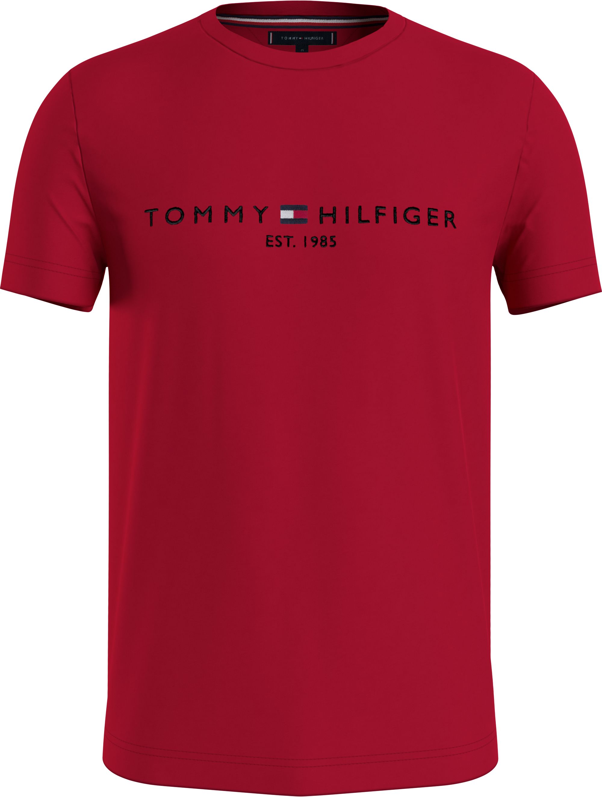 Tommy Hilfiger Tommy Logo Tee, heren T-shirt korte mouw O-hals, rood