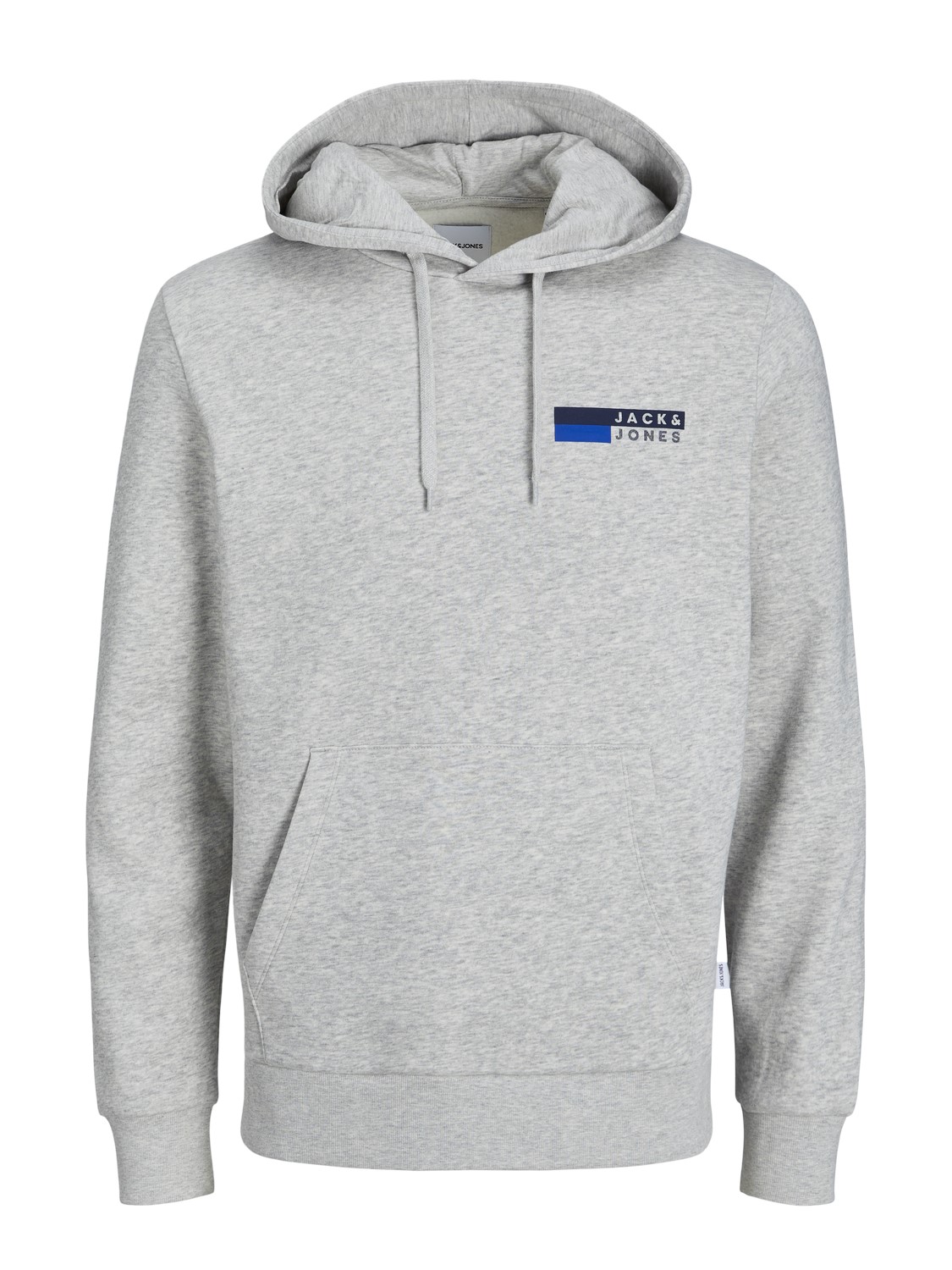 JACK & JONES Corp logo sweat hood play regular fit, heren hoodie katoenmengsel met capuchon, wit melange met kleine logoprint