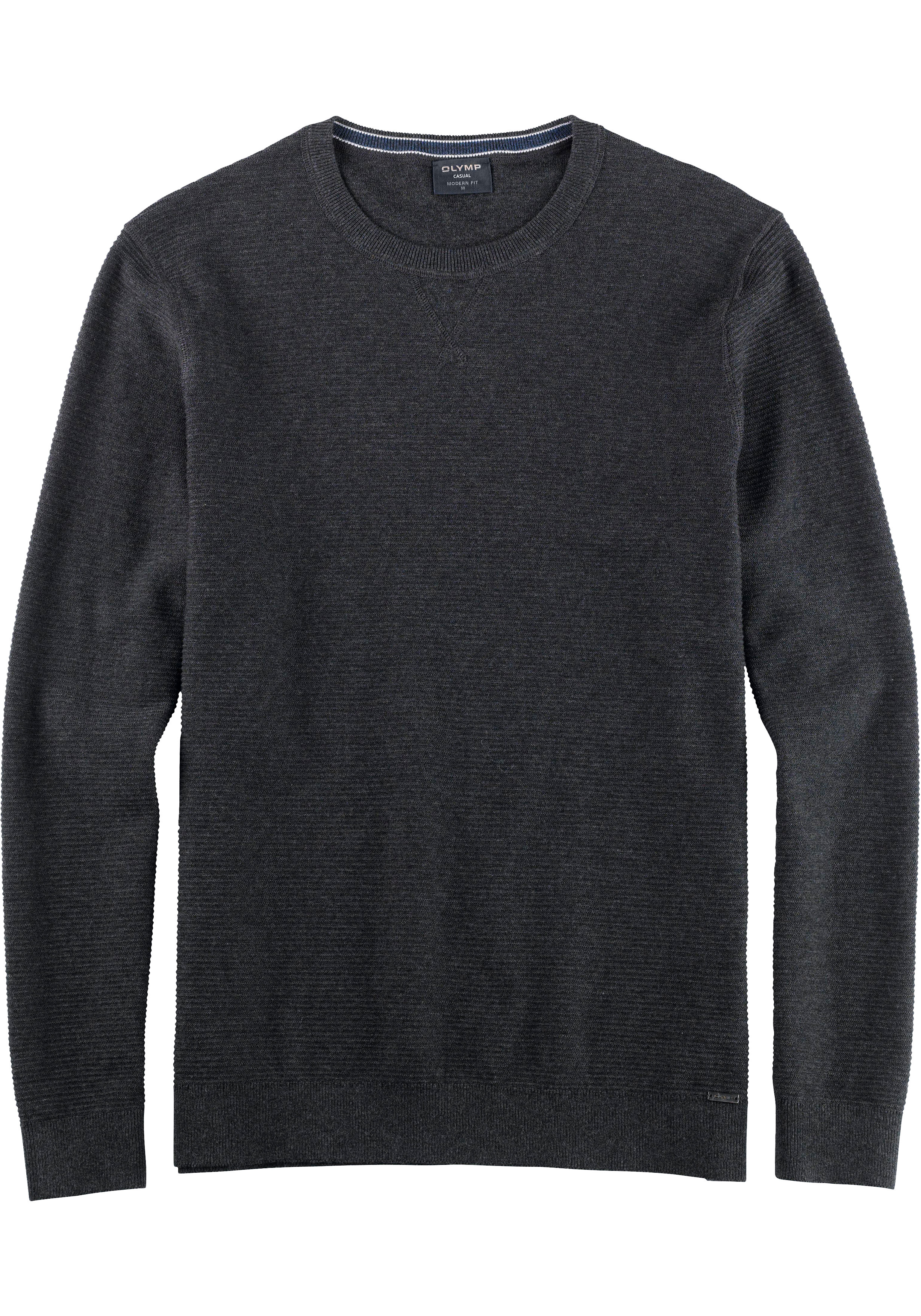 OLYMP Casual modern fit pullover katoen, antraciet