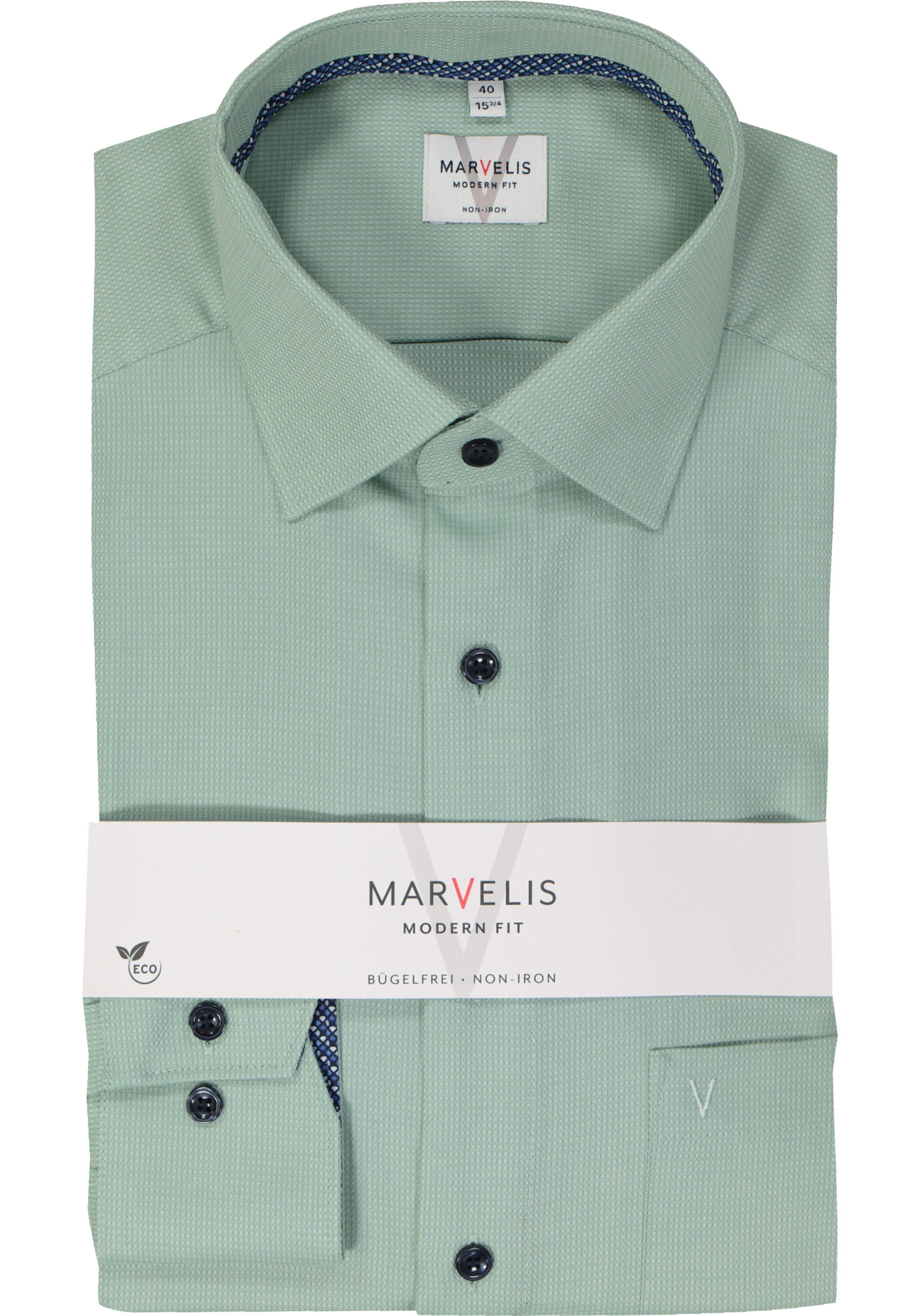 MARVELIS modern fit overhemd, structuur, groen