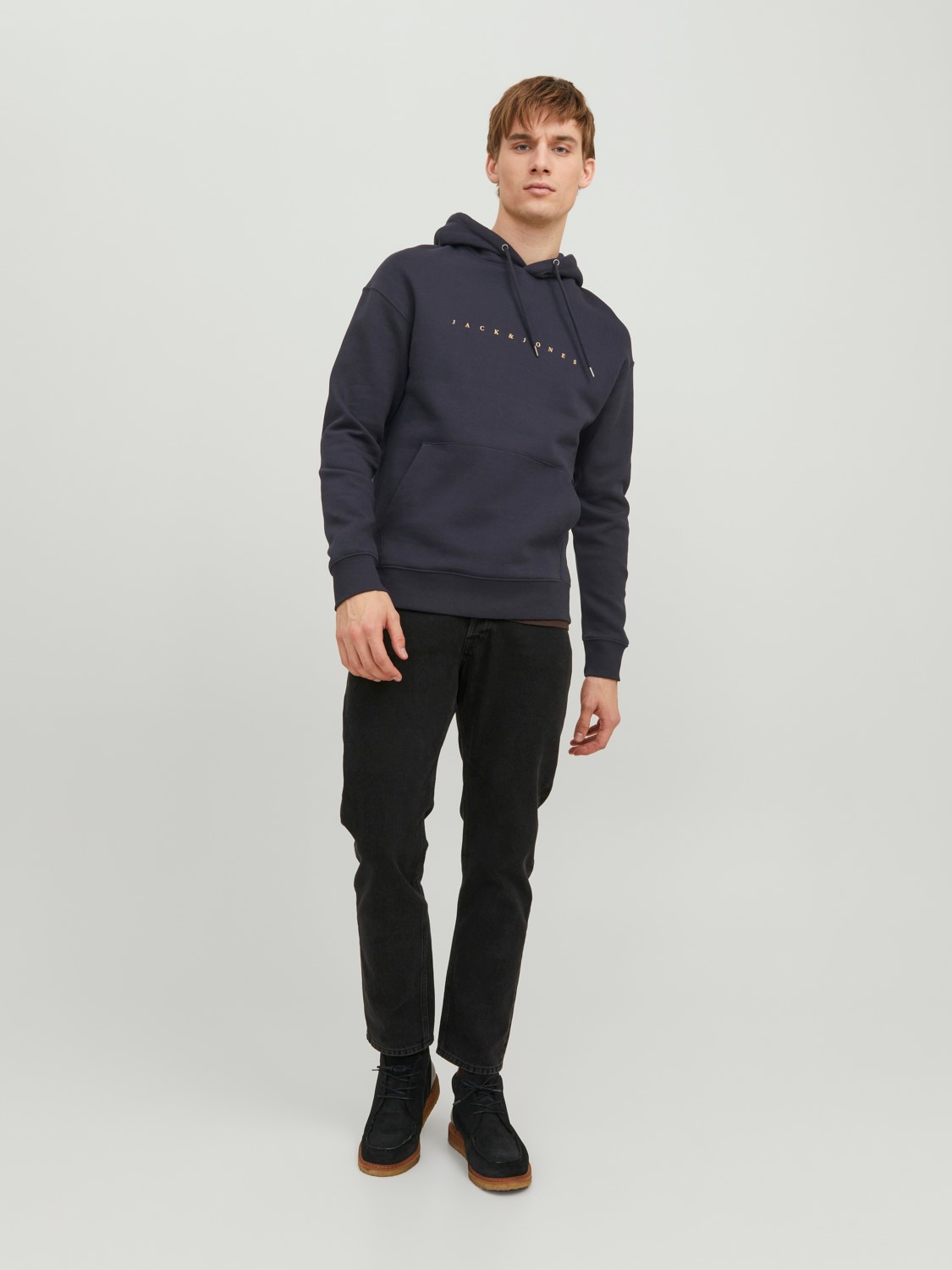 JACK & JONES Star jj sweat hood regular fit, heren hoodie katoenmengsel met capuchon, blauw blauw