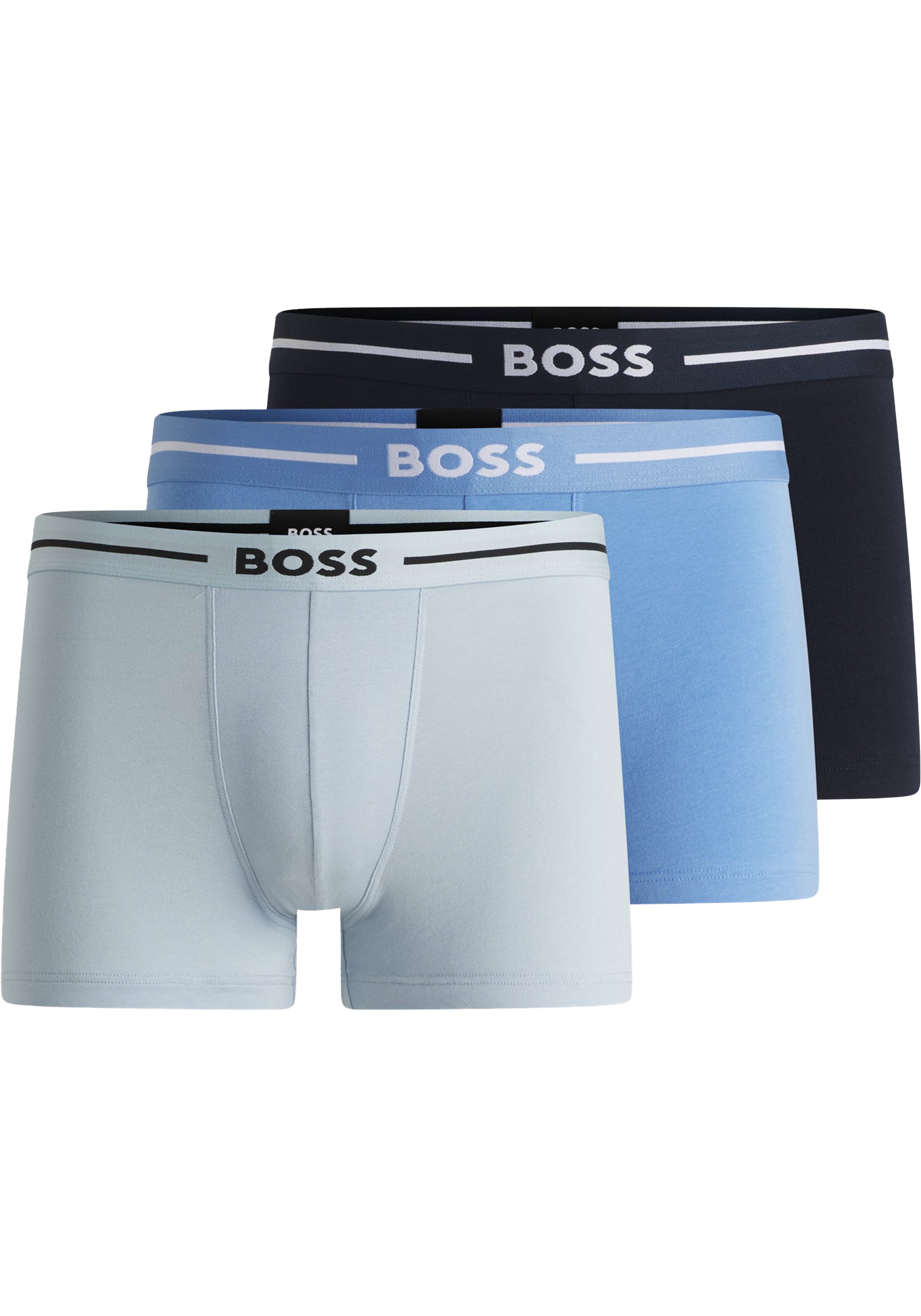 HUGO BOSS Bold trunks (3-pack), heren boxers kort, drie tinten blauw