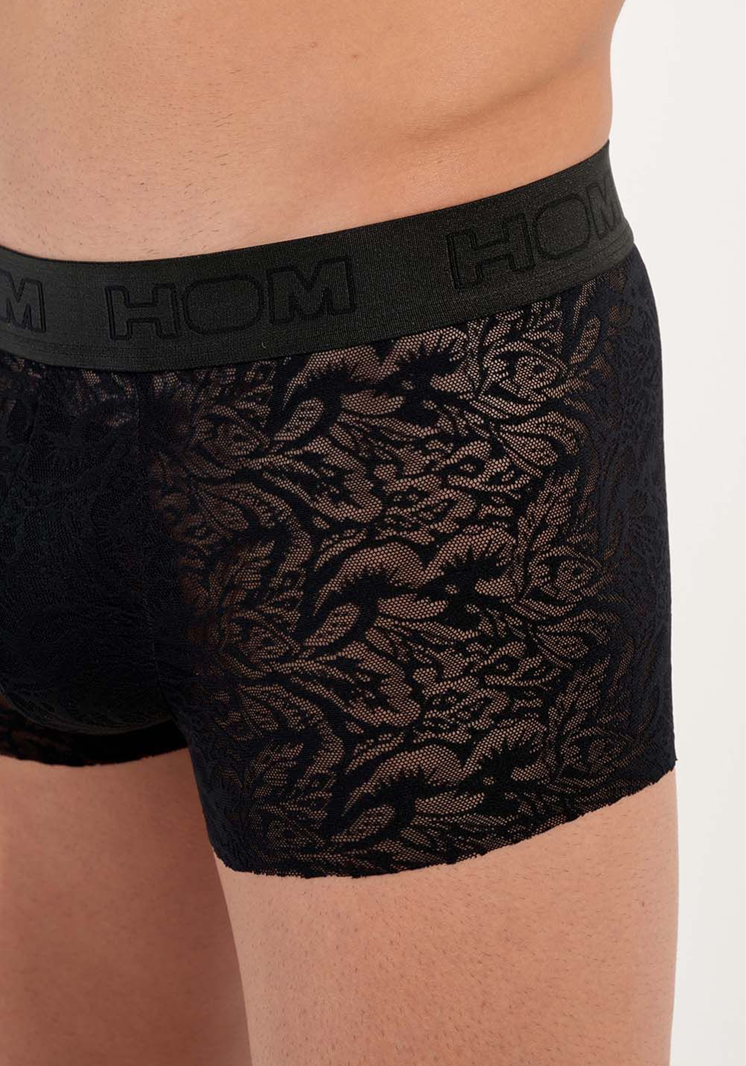 HOM Free cut lace trunk (1-pack), heren boxer, zwart