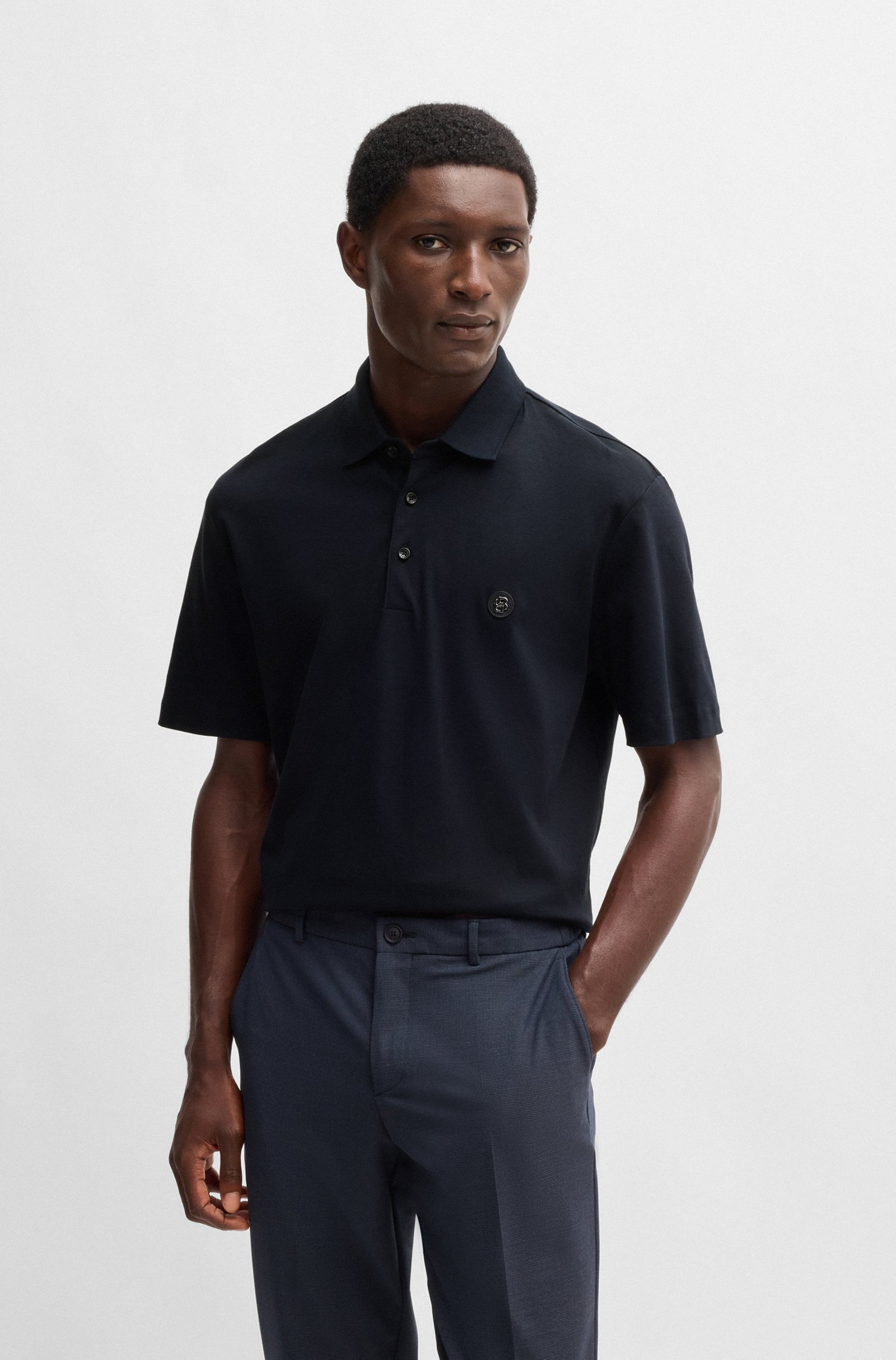 BOSS Parris regular fit heren polo, pique, donkerblauw