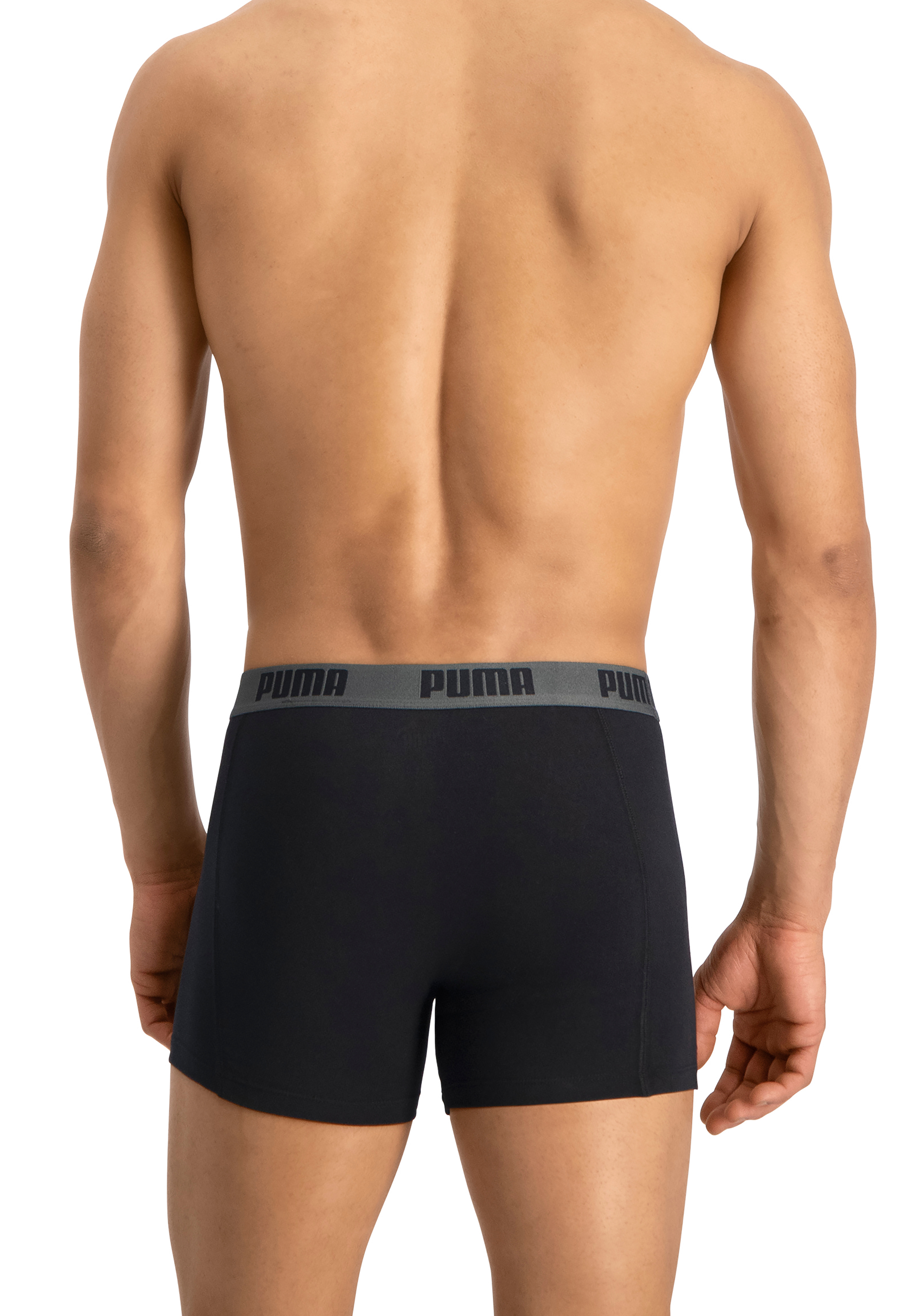 Puma Basic Boxer heren (2-pack), zwart en donkergrijs