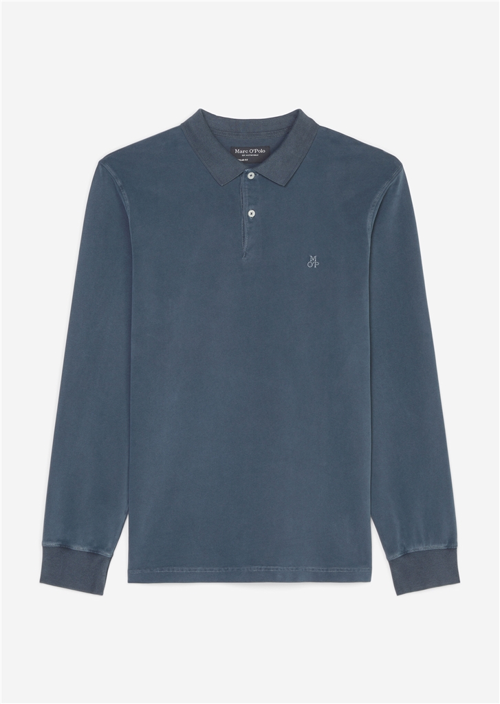 Marc O'Polo regular fit polo, heren poloshirt lange mouw, donkerblauw