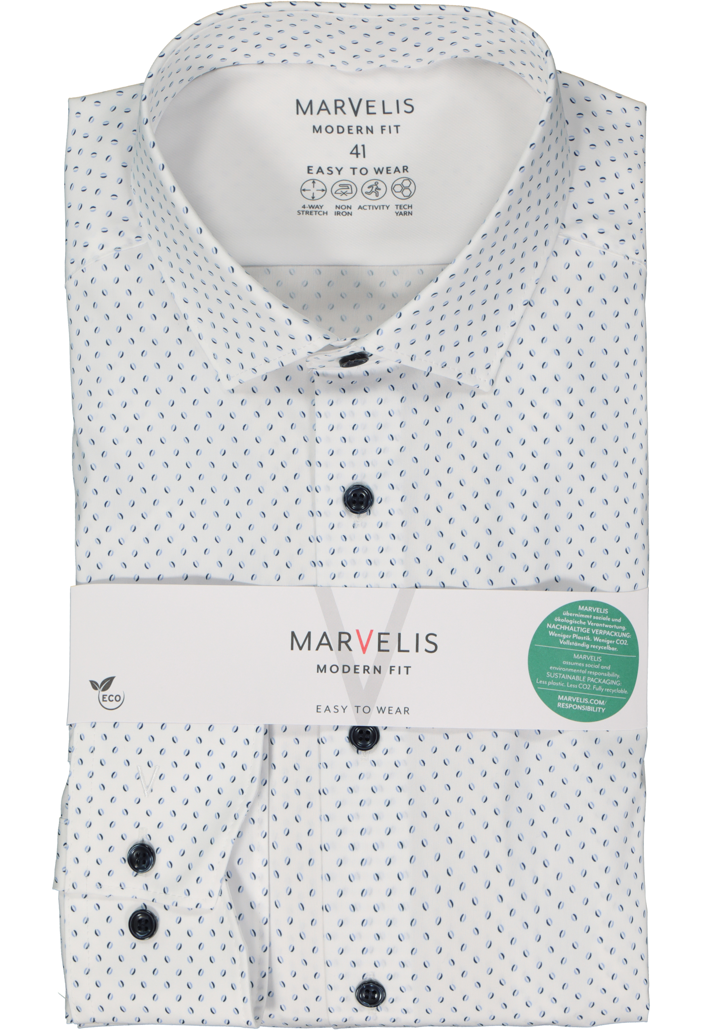 MARVELIS modern fit overhemd, popeline, lichtblauw dessin