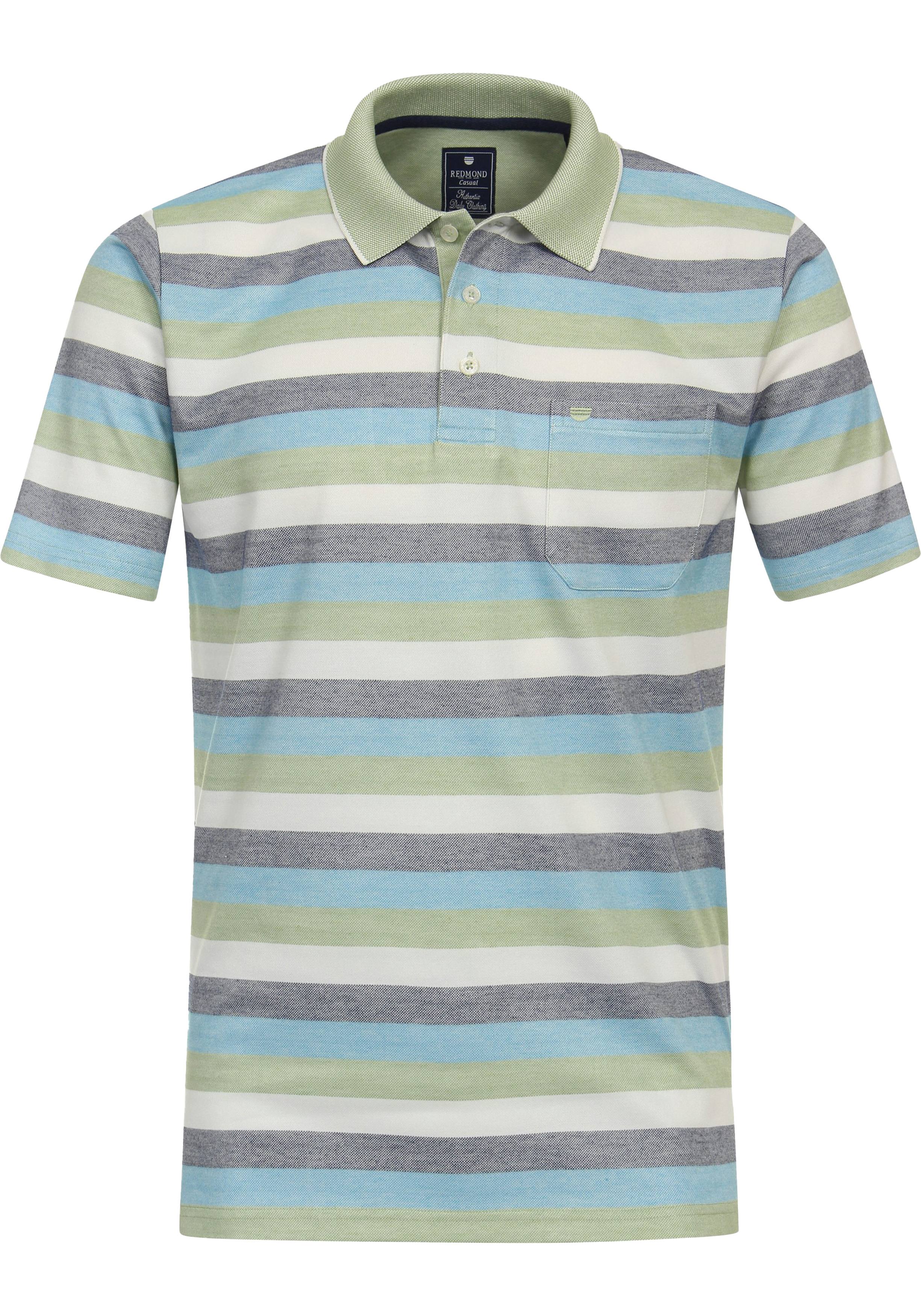 Redmond regular fit heren polo, pique, groen gestreept