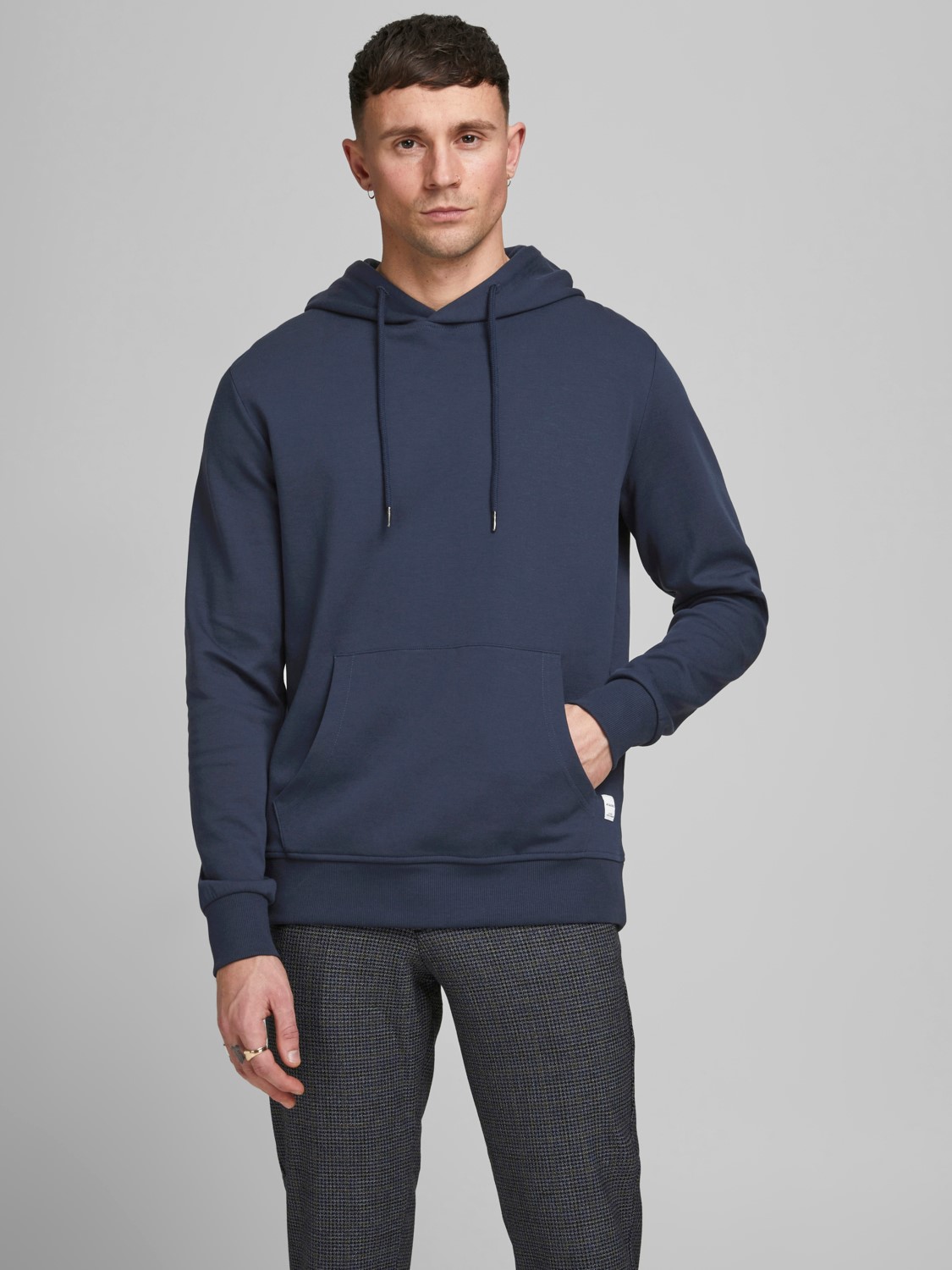 JACK & JONES Basic sweat hood regular fit, heren hoodie katoenmengsel met capuchon, blauw