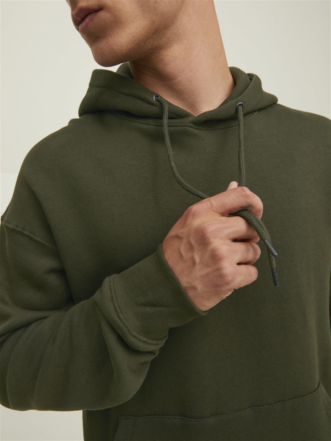 JACK & JONES Star basic sweat hood regular fit, heren hoodie katoenmengsel met capuchon, donker olijfgroen