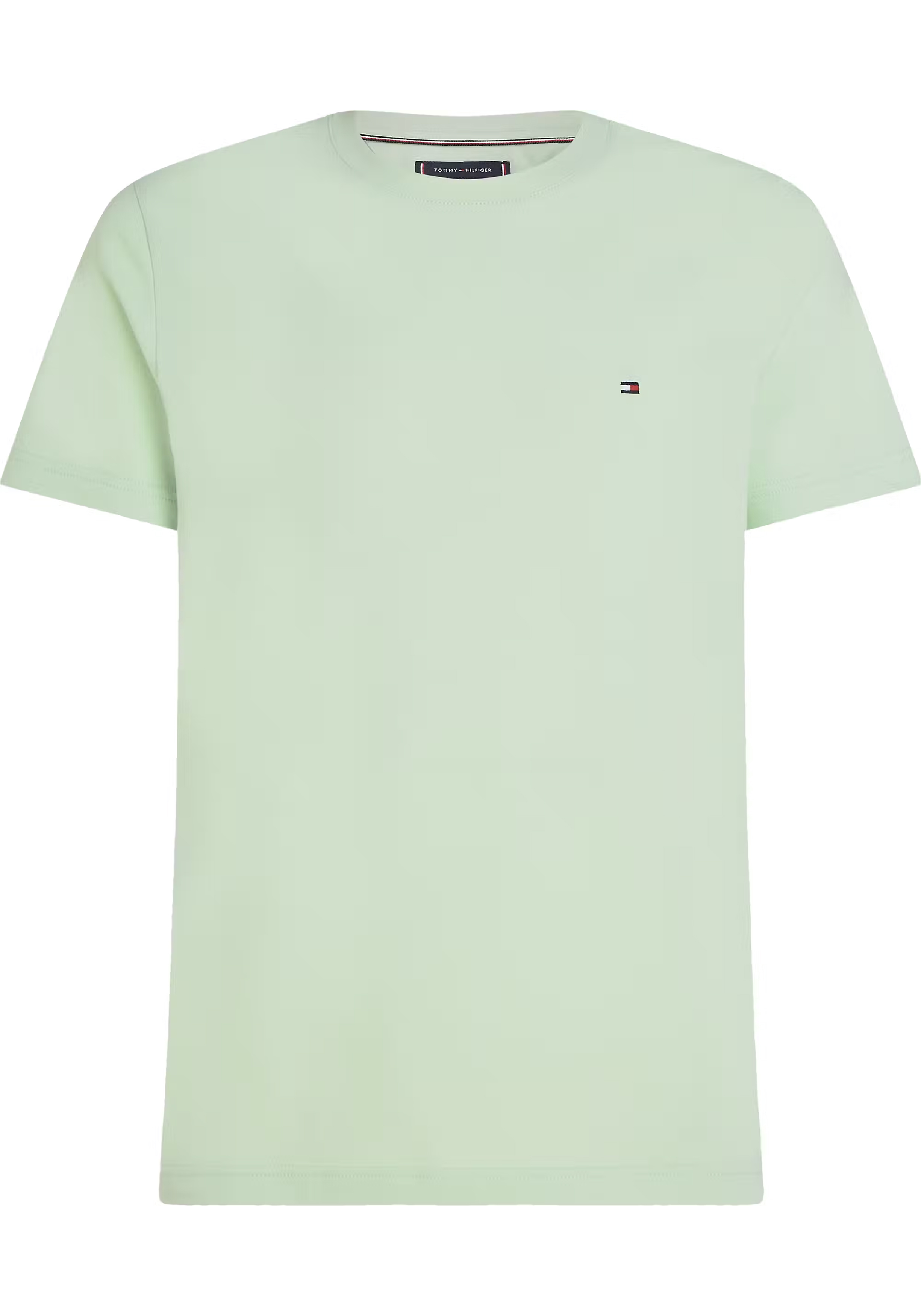 Tommy Hilfiger Stretch Slim Fit Tee, heren T-shirt korte mouw O-hals, groen