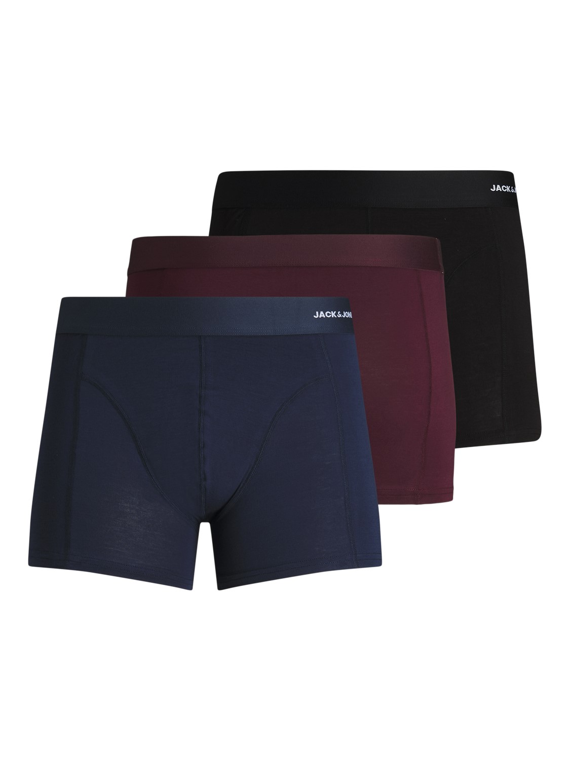 JACK & JONES Jacbasic bamboo trunks (3-pack), heren boxers normale lengte, blauw, zwart en donkerrood