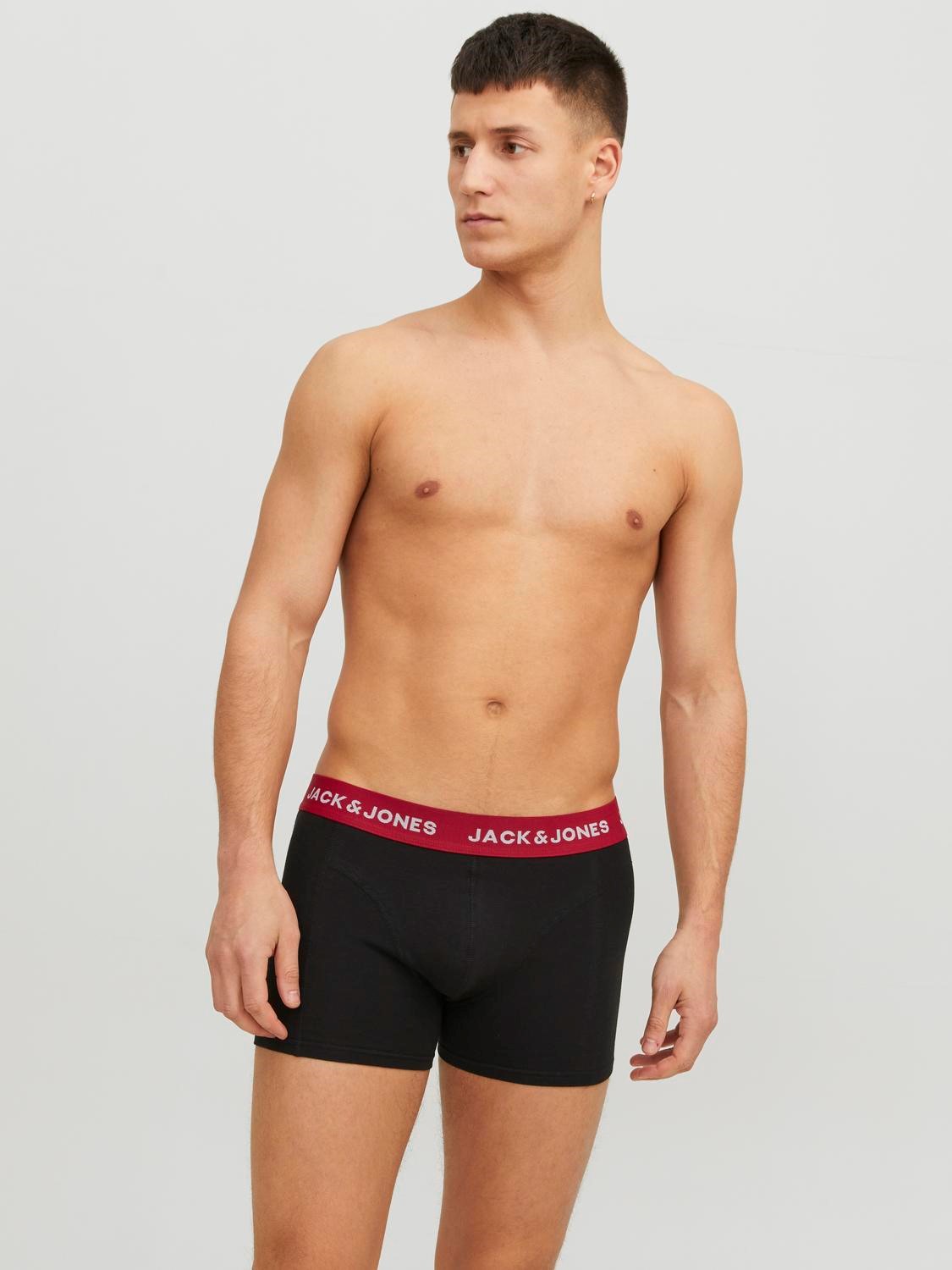 JACK & JONES Jacflower bird trunks (3-pack), heren boxers normale lengte, blauw en zwart