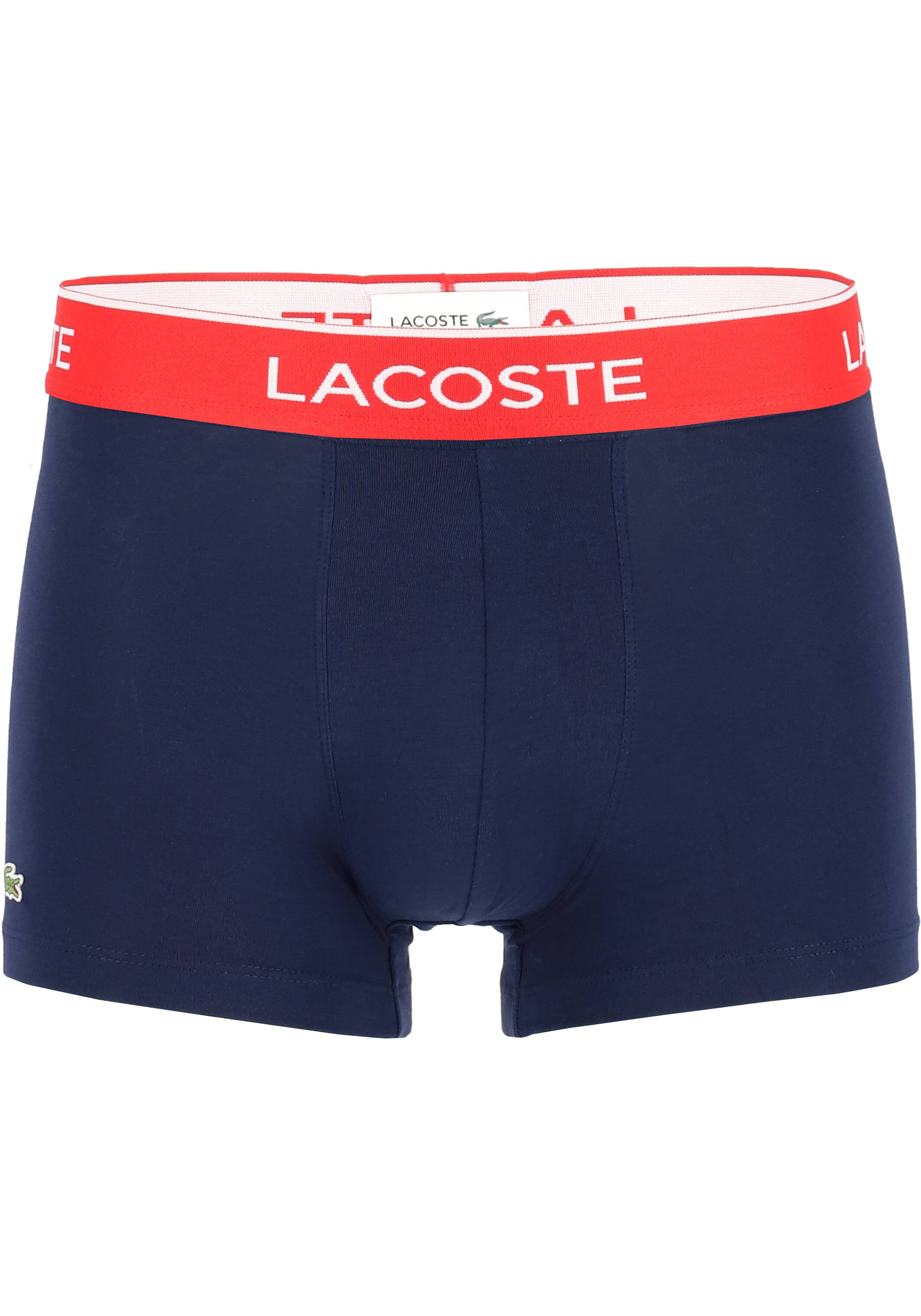 Lacoste Boxer Trunks (3-pack), heren boxers kort, blauw met gekleurde tailleband