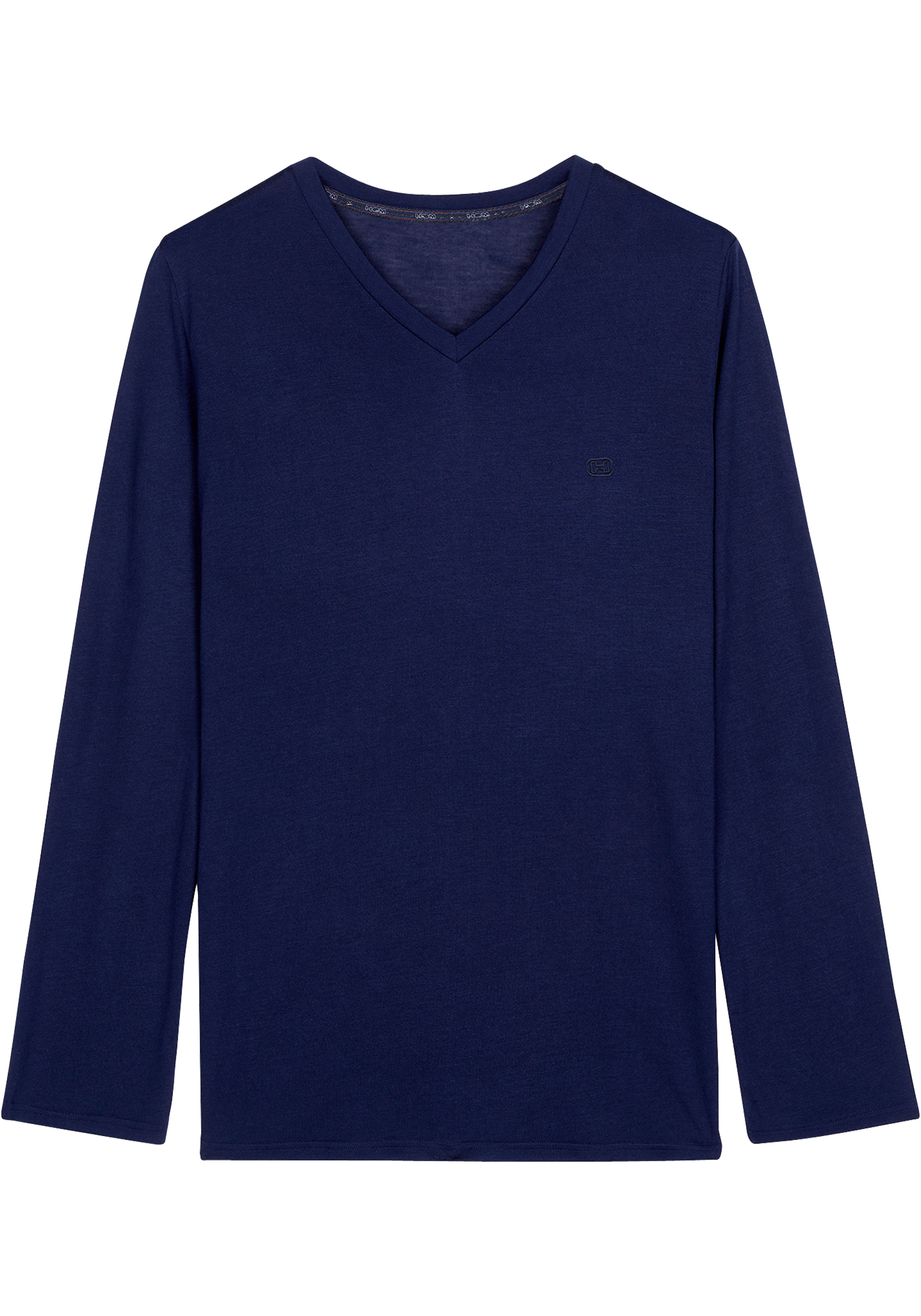 HOM Cocooning long sleeve shirt v, heren T-shirt, donkerblauw