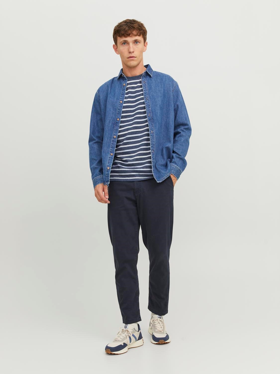 JACK & JONES Ace Harlow Chino loose fit, heren chino, blauw