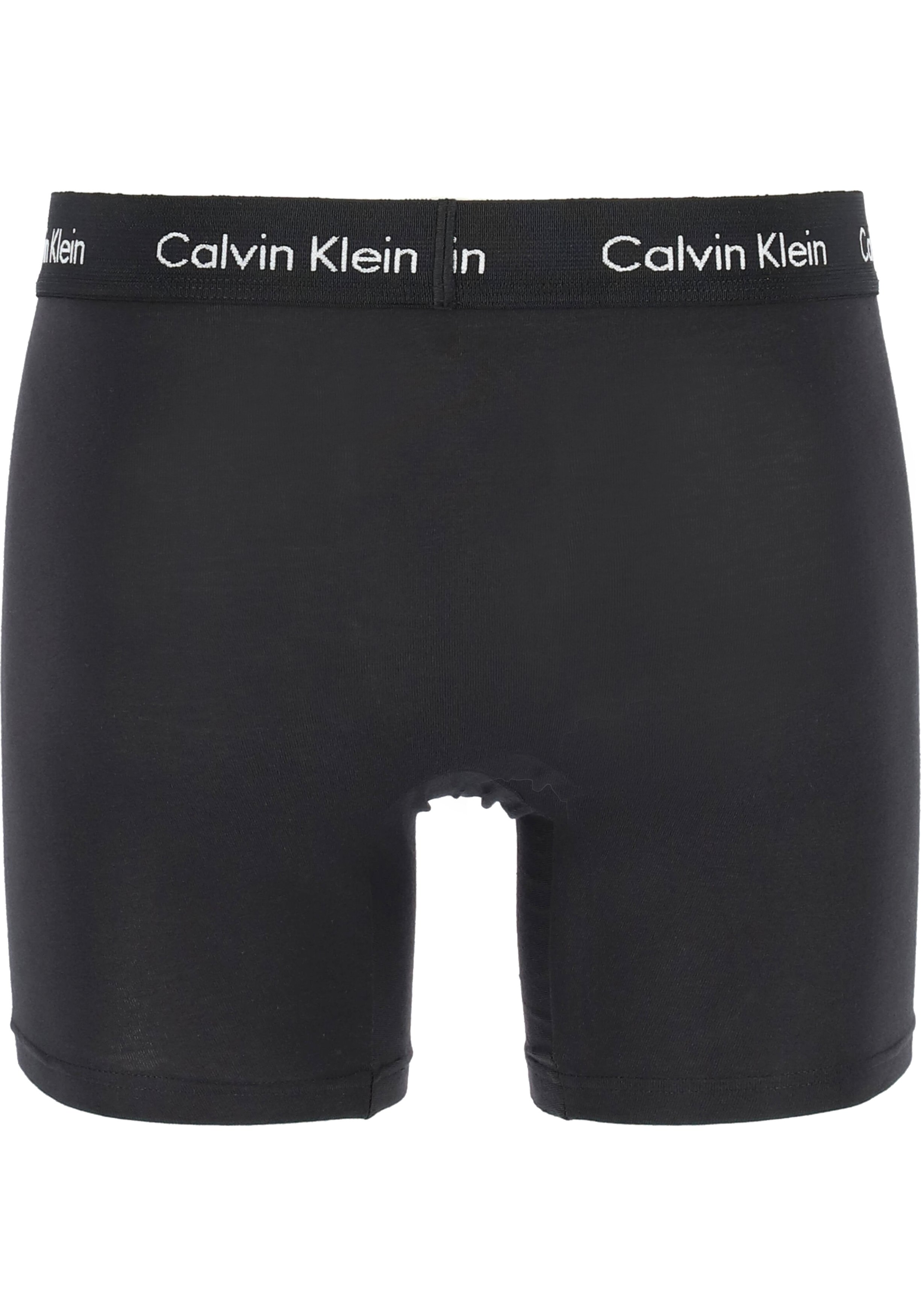 Calvin Klein Cotton Stretch boxer brief (3-pack), heren boxers extra lang, zwart met zwarte tailleband 