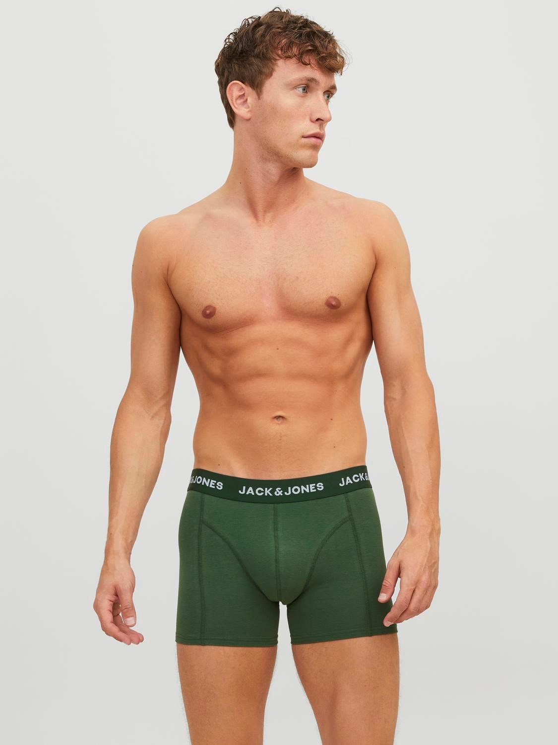 JACK & JONES Jackex trunks (3-pack), heren boxers normale lengte, donkergroen, blauw en oker